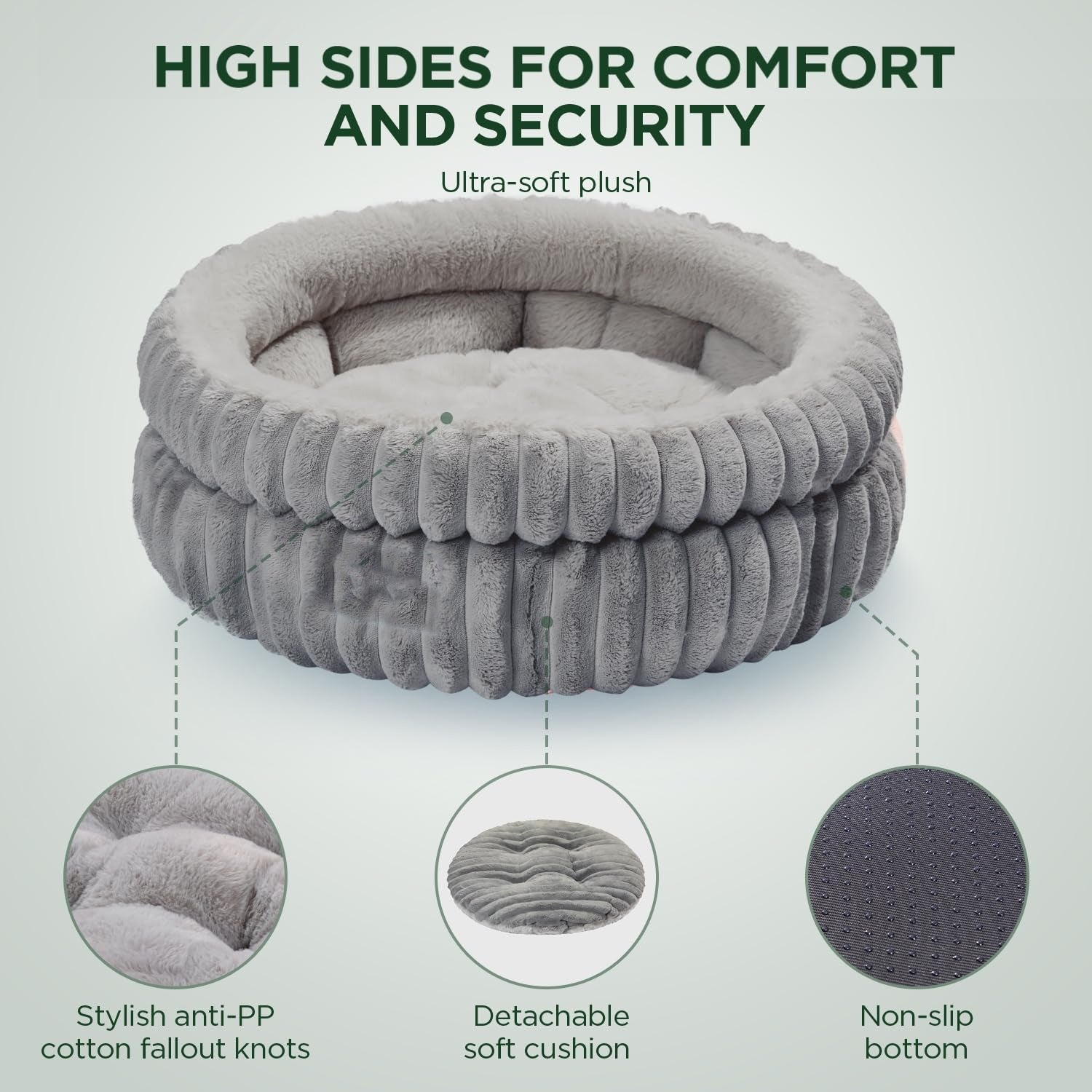 Thick Round Pet Bed — Plush Wavy Cylinder Nest for Dogs & Cats