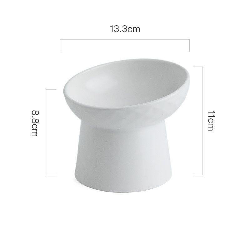 Ceramic Elevated Cat Bowl — Anti-Tip Tilted Food & Water Bowl
