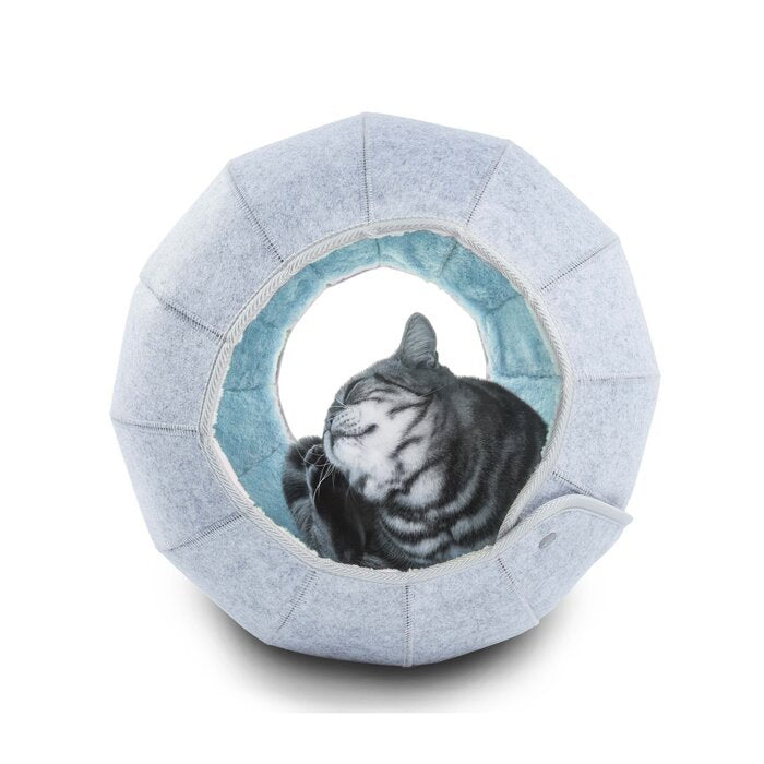 Foldable Felt Cat Cave Tunnel Bed — Semi-Enclosed Cozy Hideout