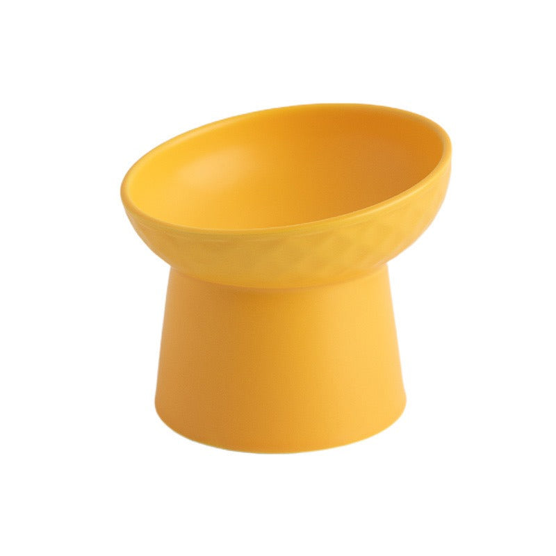 Ceramic Elevated Cat Bowl — Anti-Tip Tilted Food & Water Bowl