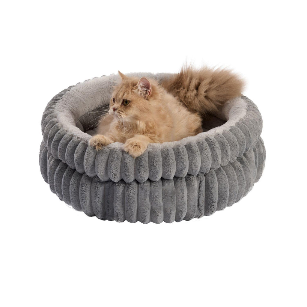 Cama Redonda Grossa para Pets — Ninho de Cilindro Ondulado de Pelúcia para Cães e Gatos