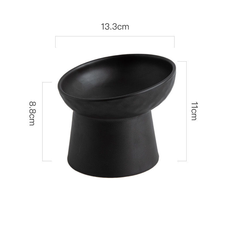Ceramic Elevated Cat Bowl — Anti-Tip Tilted Food & Water Bowl